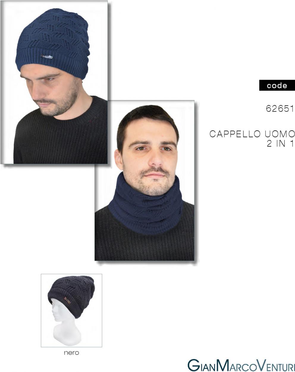 CAPPELLO UOMO 2 IN 1 NERO 62651N 41100