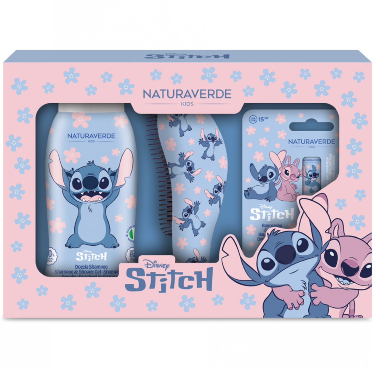 STITCH GIFTSET SPAZZOLA SHAMPOO&BALSAMO 250ml+BURROCACAO+SPAZZOLA 141961 41456