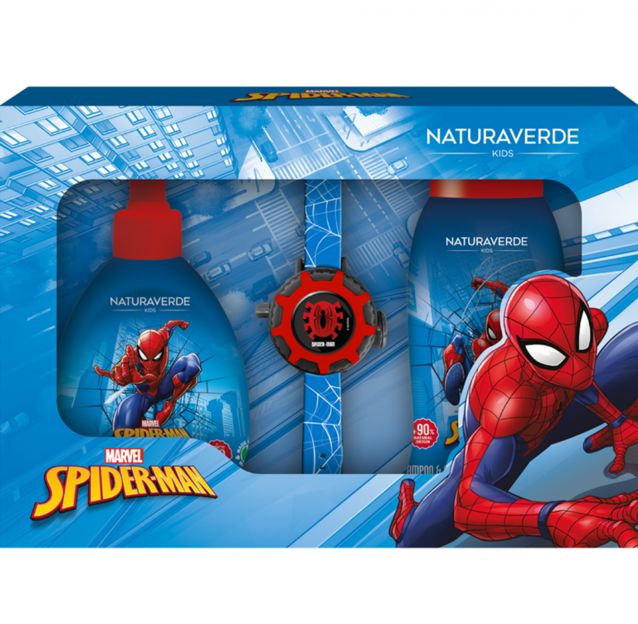 SPIDERMAN GIFTSET PROIETT DOCCIASHAMPOO 250ml+SAPONE LIQUIDO 250ml+OROLO 141947 41456