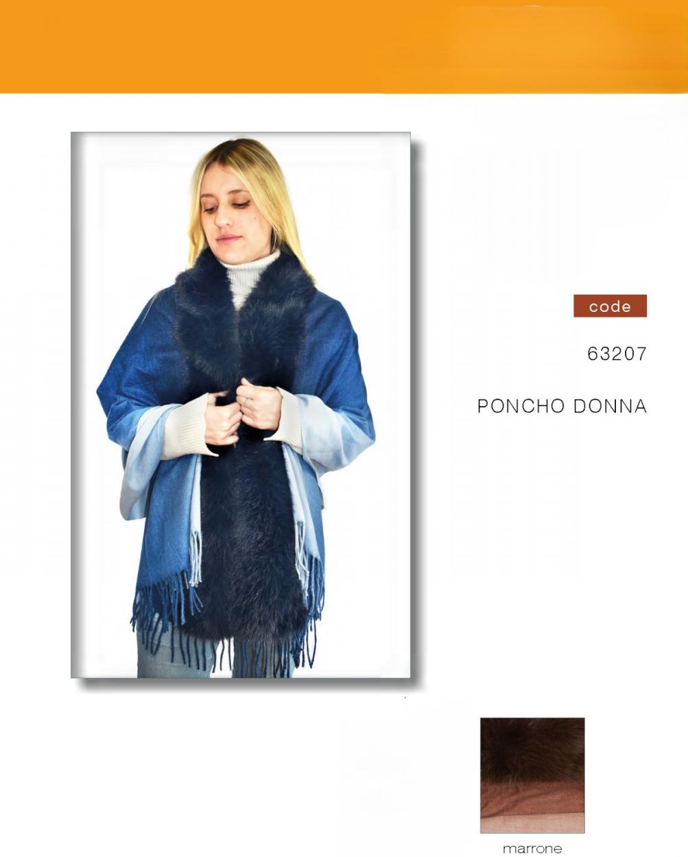 63207MARR PONCHO CON PELO MARRONE 41100