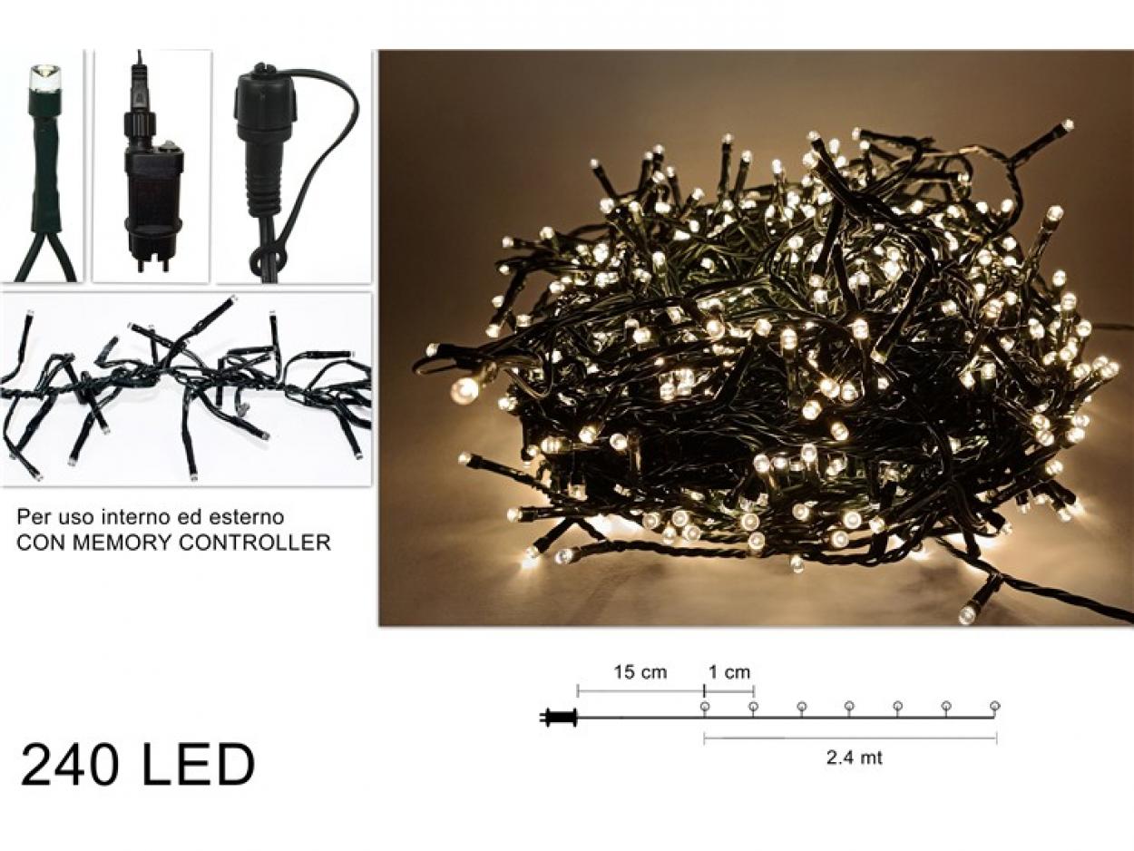 MINI LUCCIOLE 2.4MT RAMIFICATE PROLUNGABILE 240LED BIANCO CALDO CON GIOCO LUCI 358031 40649
