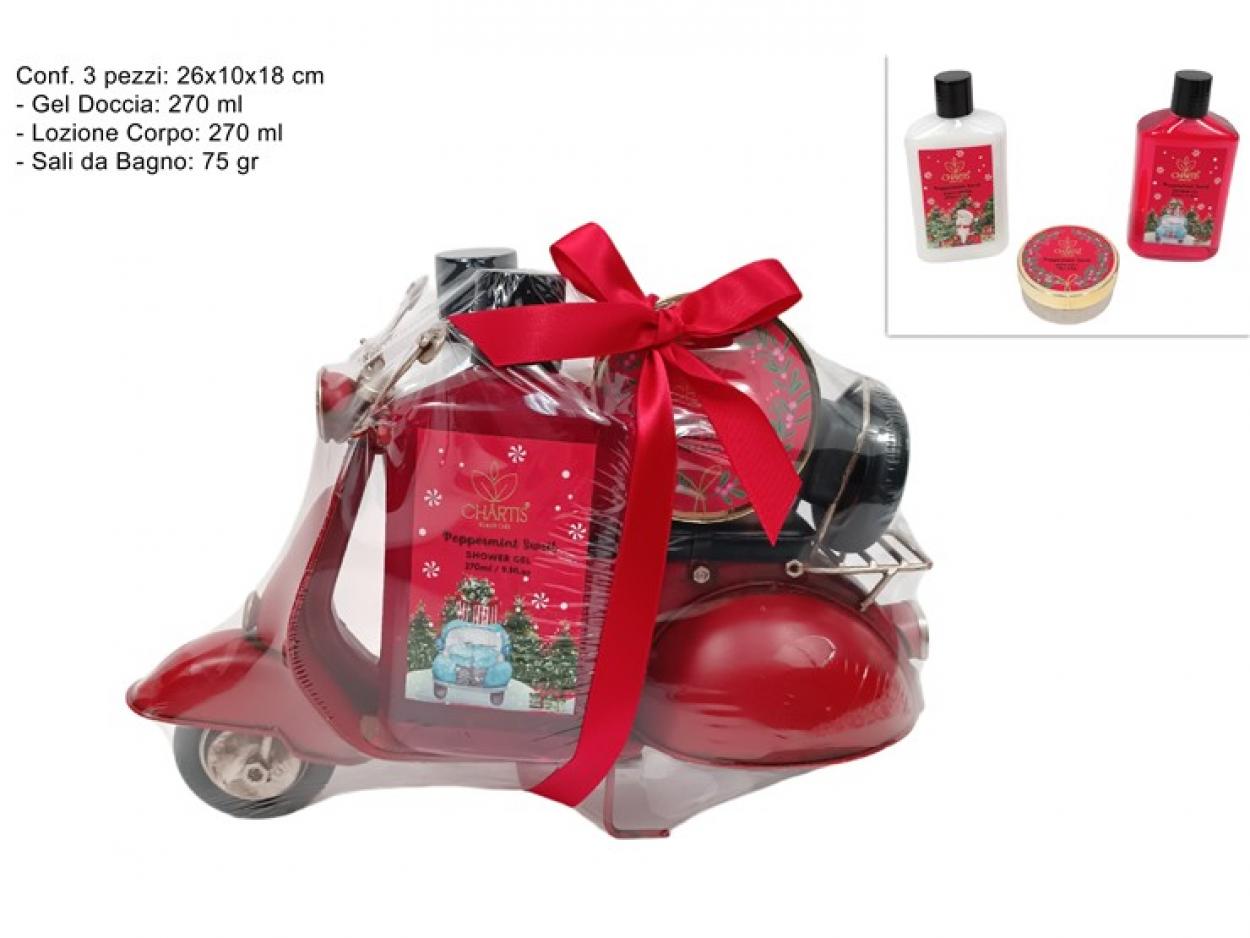 CONFEZIONE REGALO MOTO ROSSA CON 3pz SET DA BAGNO 402321 40649