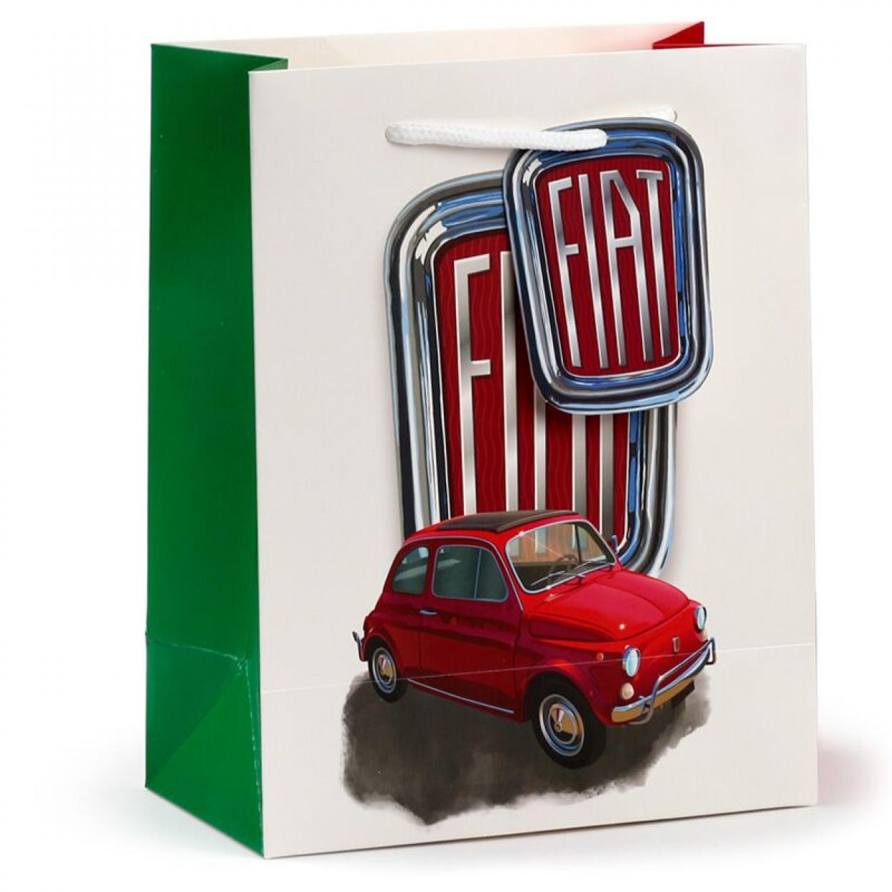 GBAG110B BUSTA REGALO FIAT 500 RETRO ROSSO E BIANCO M 23x18x10cm 41273