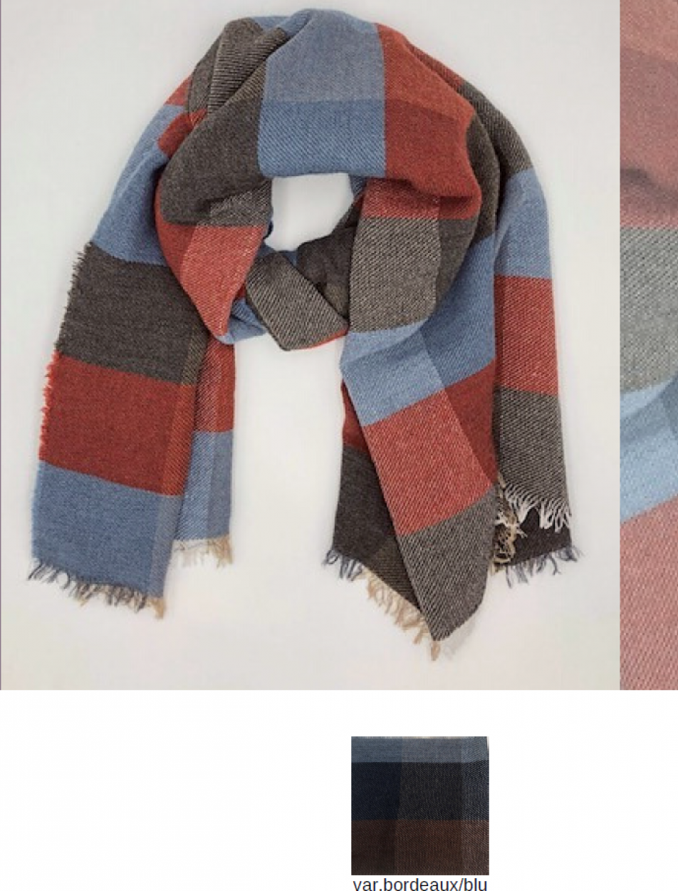 LB21W229045 SCIARPA QUADRO BORDEAUX/BLU 55392