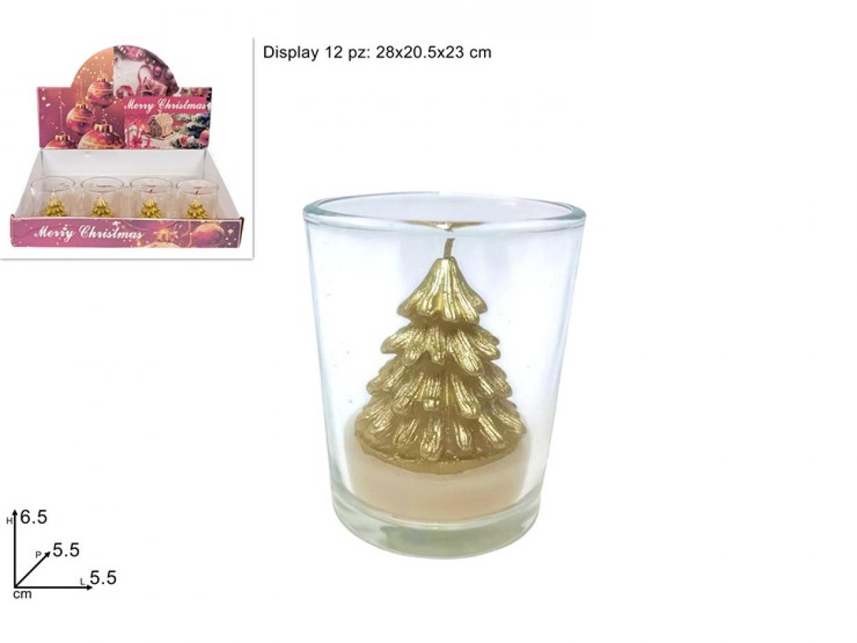 CANDELA ALBERO IN BICCHIERE VETRO ORO 346281 40649