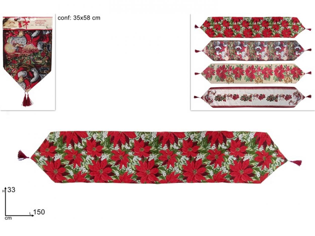 CENTROTAVOLA NATALIZIO 34x180cm BABBO NATALE+PUPAZZO 022079 40649