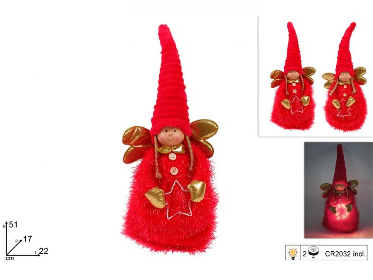 ANGELO 51cm CON CAPPELLO ROSSO CON LUCE 393261 40649