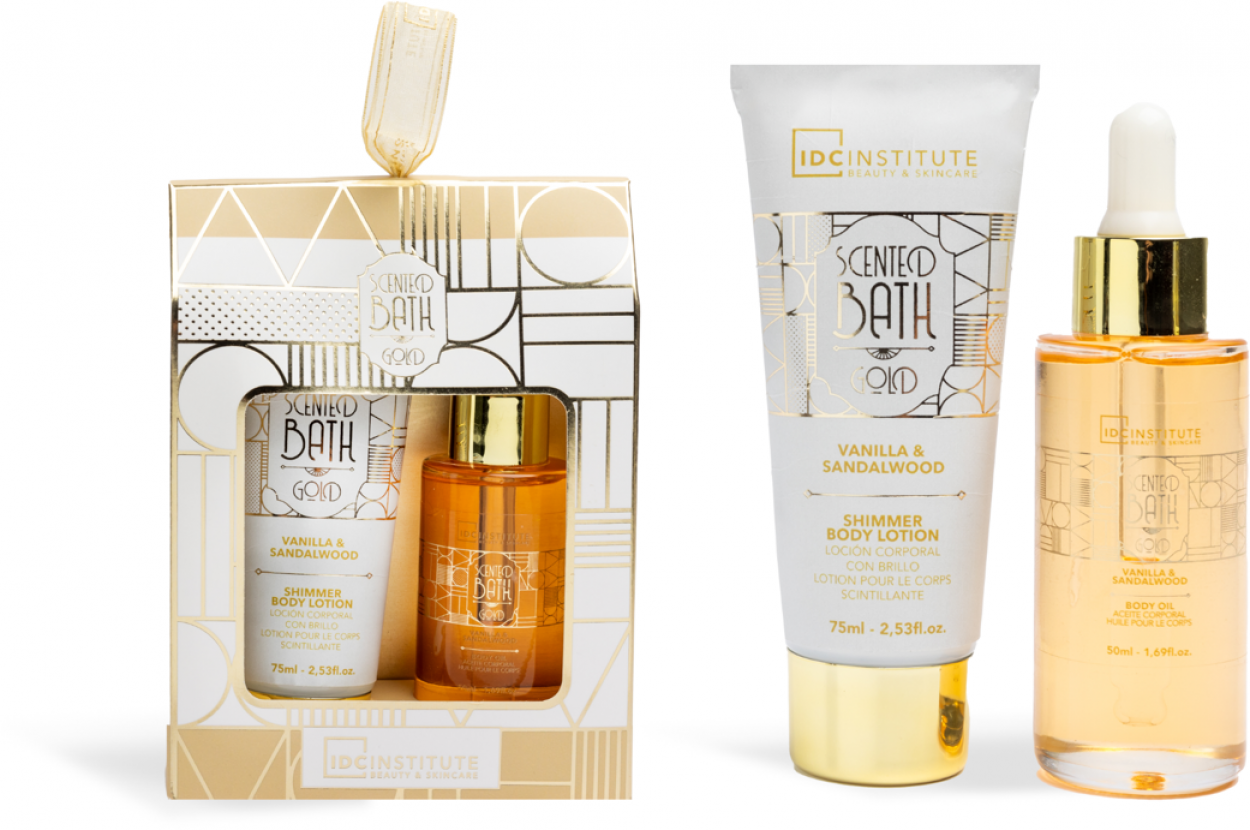 IDC INSTITUTE SCENTED BATH GOLD BODY GLOW SET 2pcs 42251 52555