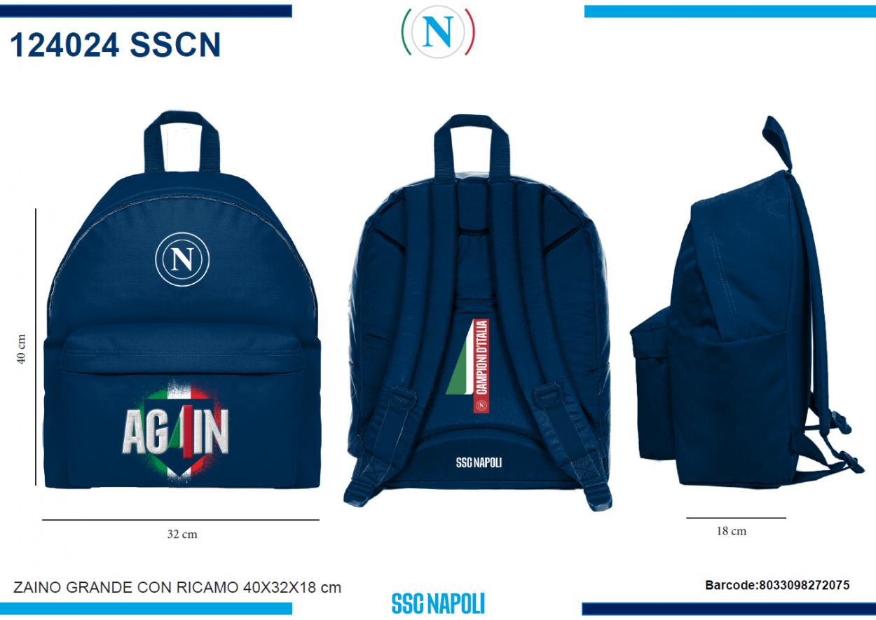 BORSA ZAINO GRANDE AG4IN SSC NAPOLI 124024 SSCN 40351