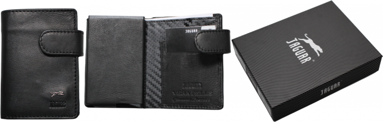 PF701-89/JAG PORTAFOGLIO IN PELLE UOMO JAGUAR NERO 10.5x8cm 40882