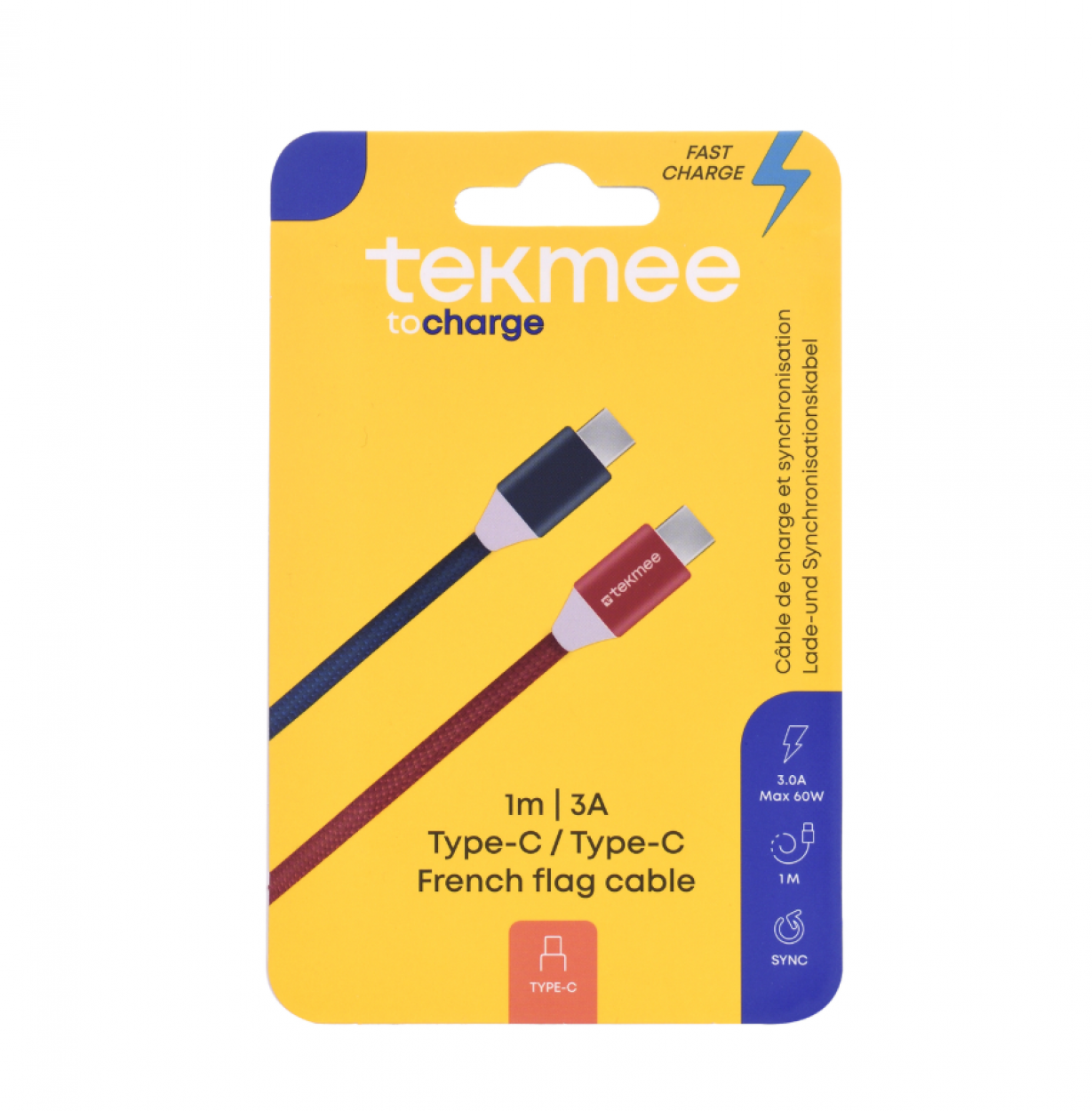 TEKMEE 60W TYPE-C TYPE-C FRENCH FLAG CABLE 40430328 41187
