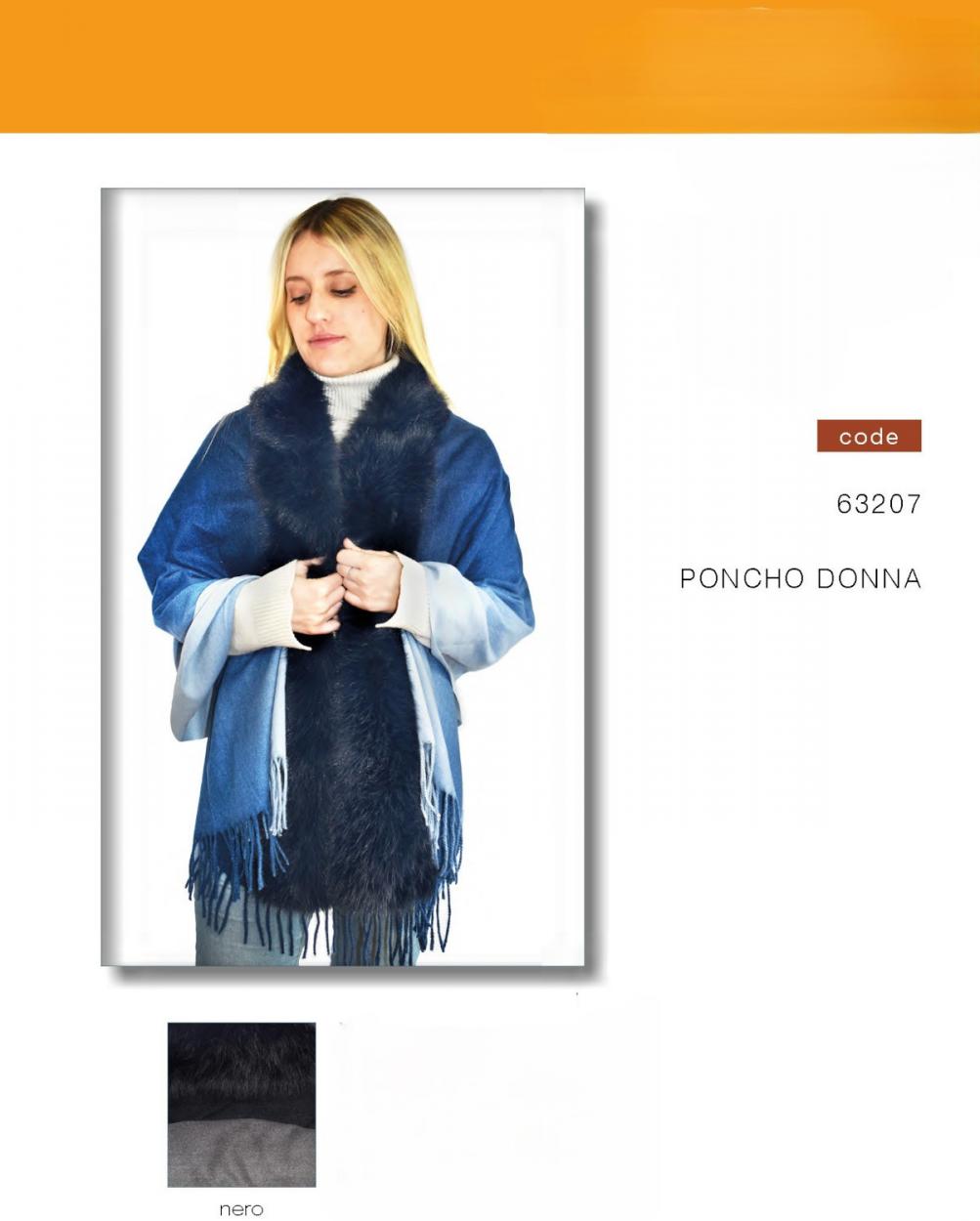 63207N PONCHO CON PELO NERO 41100