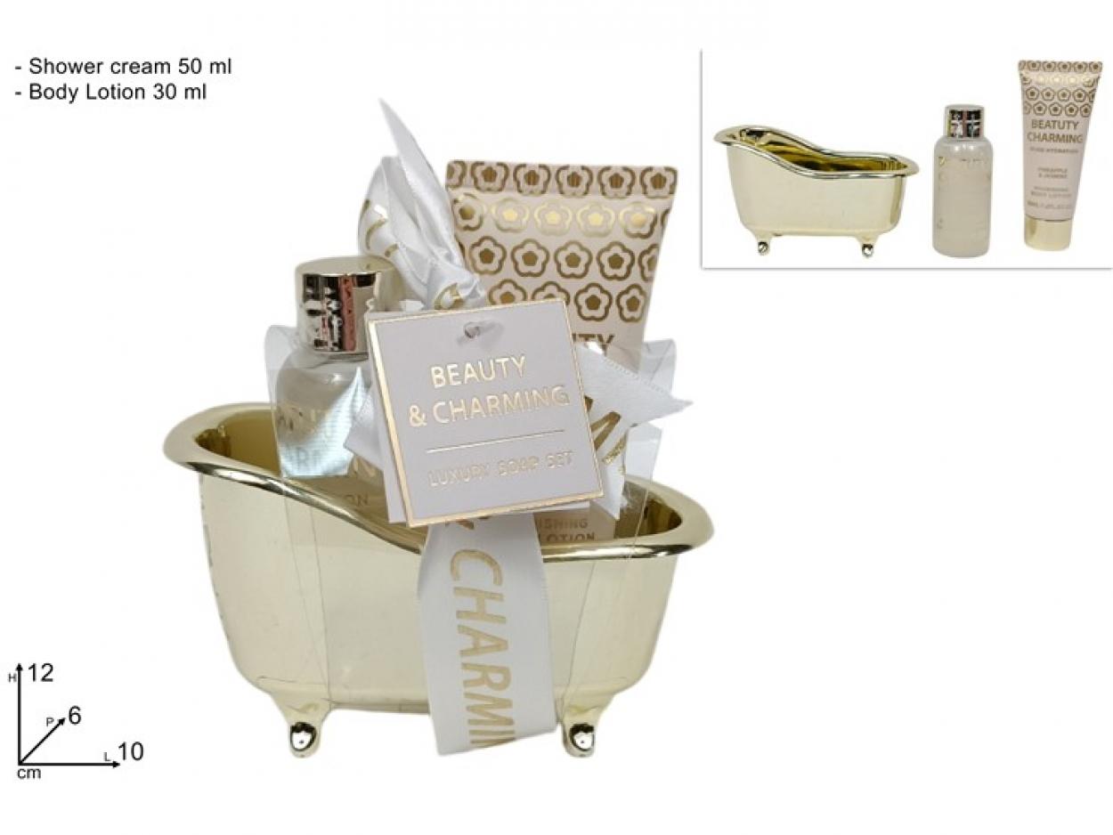 CONFEZIONE REGALO VASCA DA BAGNO + 2pz LINEA CORPO ORO 393506 40649