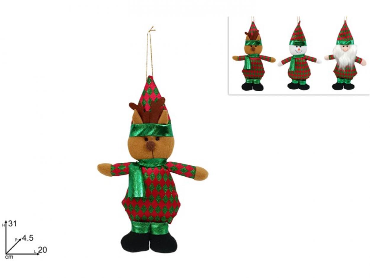 APPENDINO SOGGETTO NATALIZIO 31cm CON DECORO ROSSO/VERDE 372419 40649