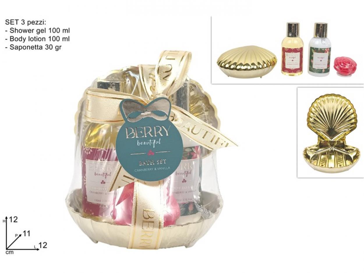 CONFEZIONE REGALO CONCHIGLIA CON SET 3pz BAGNO 341712 40649