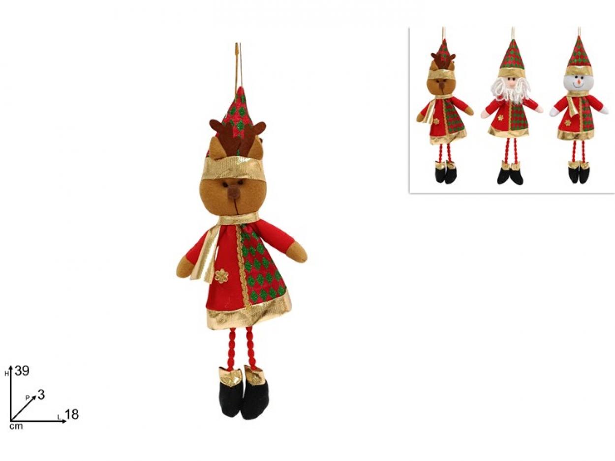 APPENDINO SOGGETTO NATALIZIO 39cm CON VESTITO ROSSO/VERDE ORO 372365 40649