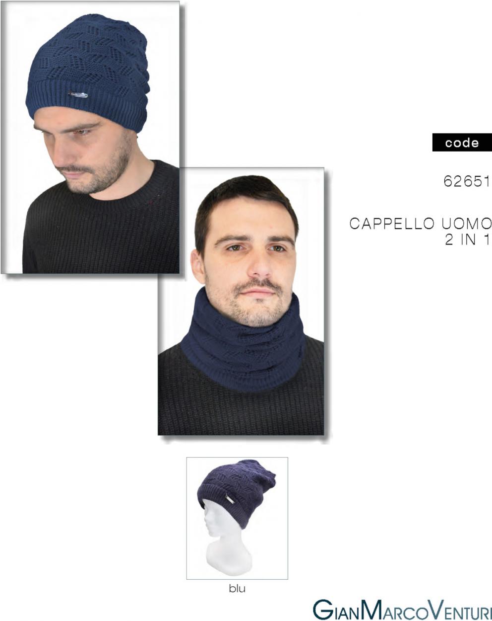 CAPPELLO UOMO 2 IN 1 BLU 62651BL 41100