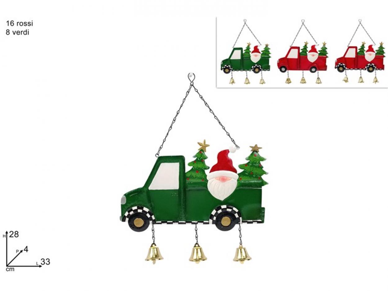 APPENDINO FURGONCINO CON BABBO NATALE CON CAMPANELLINI IN LATTA 378619 40649