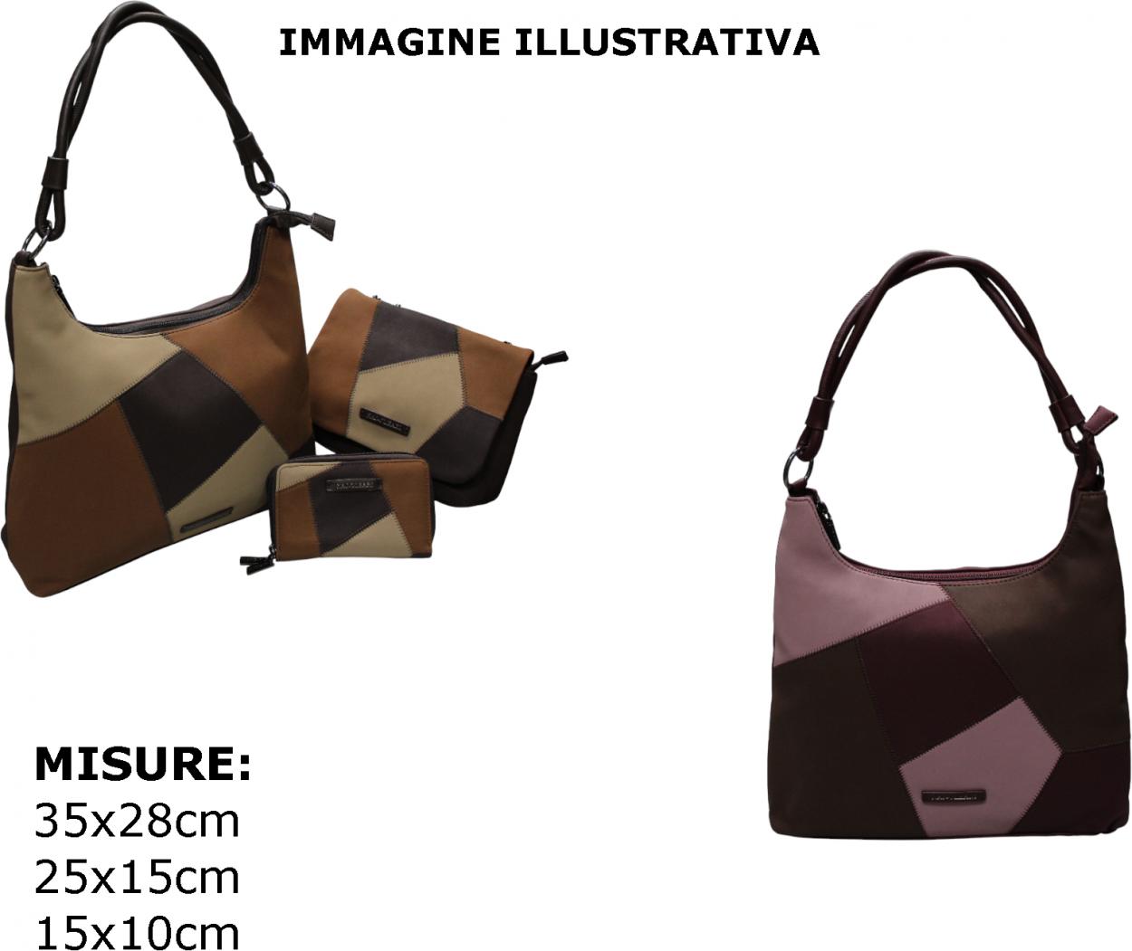 62125/SETPW4 BD L SACCA, M PATTA, XS PFOGLIO BORDEAUX 41233