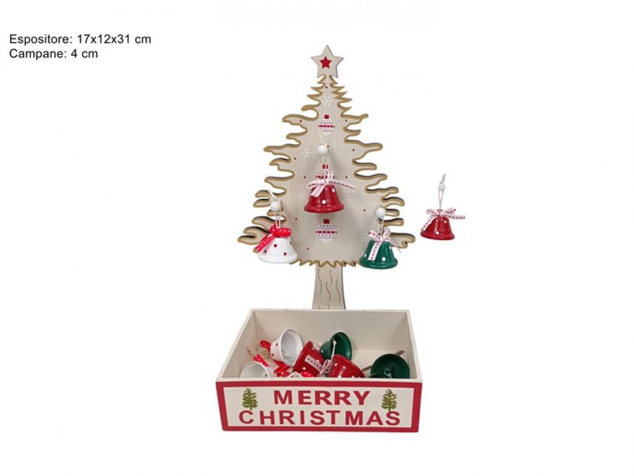 APPENDINO CAMPANA 4cm IN METALLO CON ESPOSITORE ALBERO IN LEGNO 387987 40842