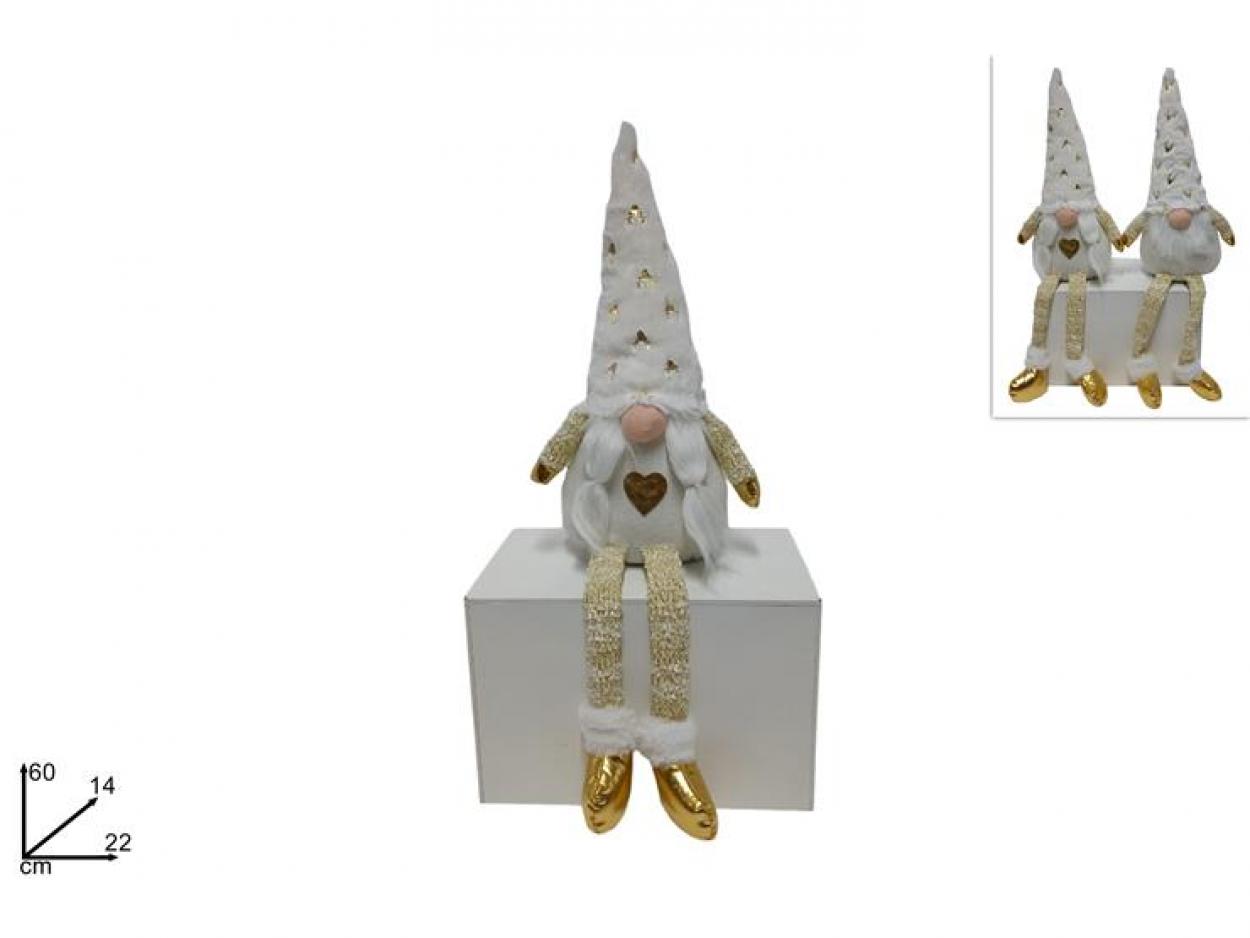 GNOMO SEDUTO 60cm CON PELLICCIA 222202 40649