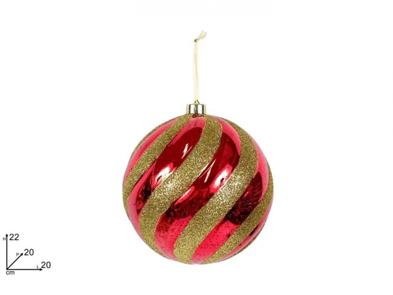 PALLA 20cm ROSSO LUCIDO/ORO GLITTERATO 348117 40649