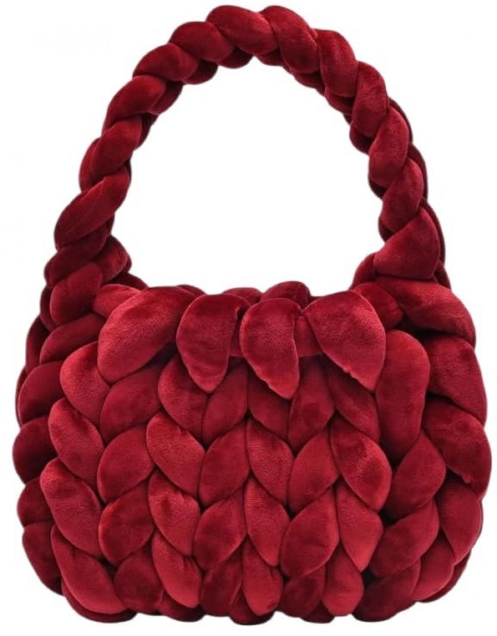 INTRECCIO-01 BORSA INTRECCIO CON PORTACHIAVI BORDEAUX 25x8x20cm 41114