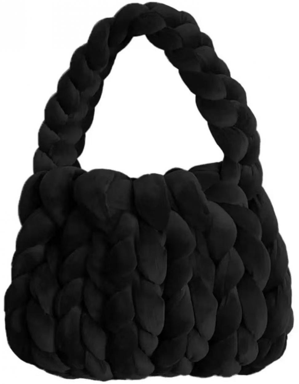 INTRECCIO-02 BORSA INTRECCIO CON PORTACHIAVI NERO 25x8x20cm 41114