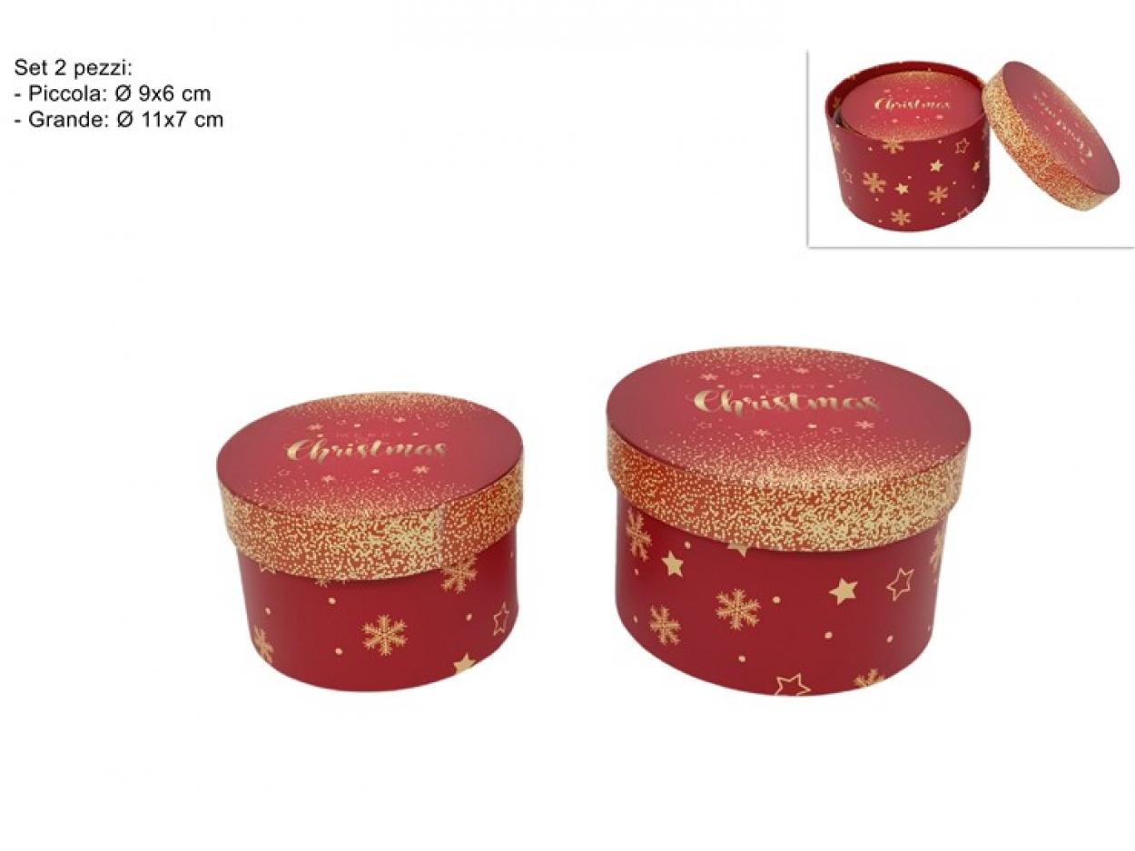 SCATOLE TONDE SET 2pz STELLE E FIOCCHI 405315 40649