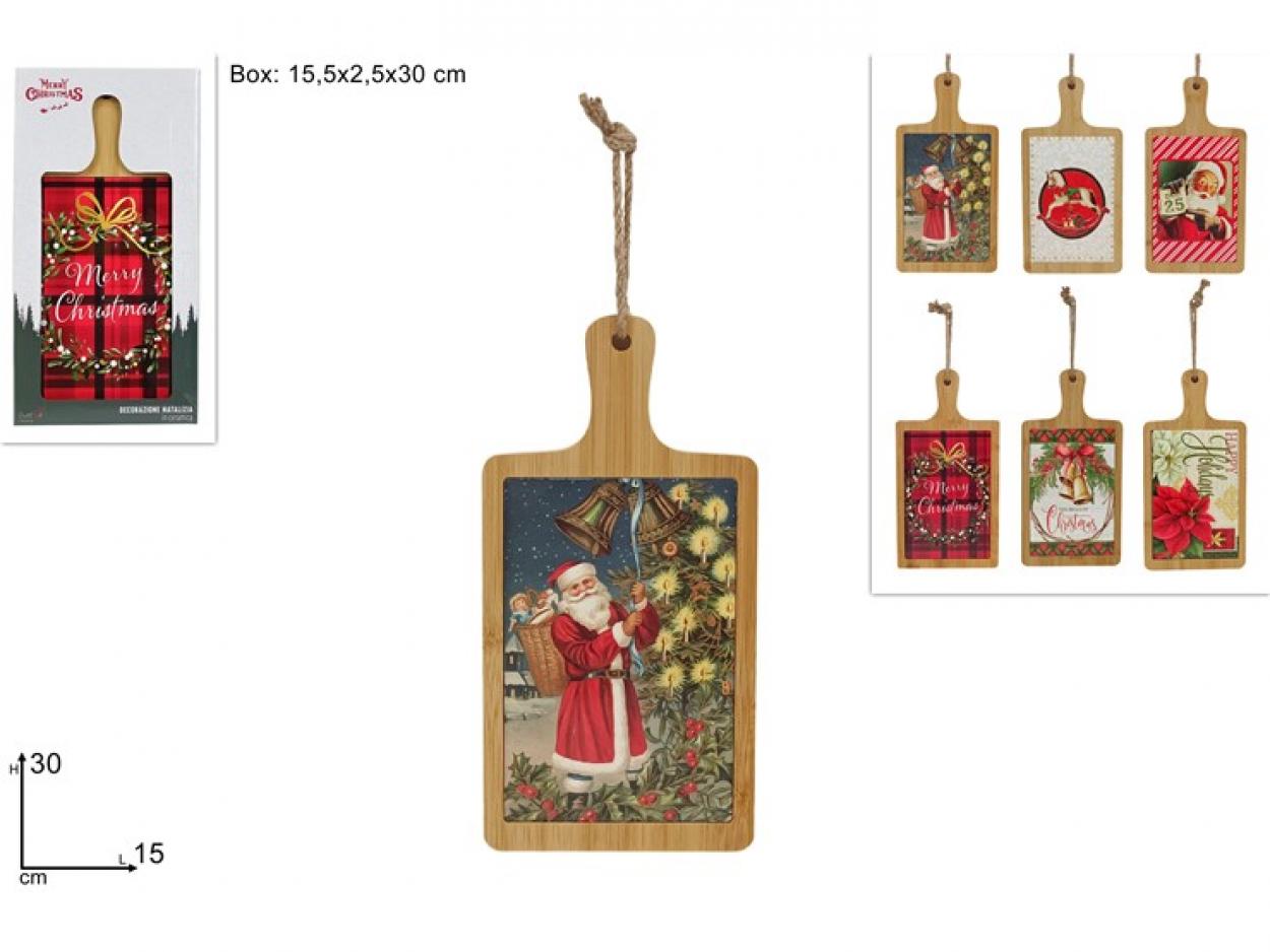 TAGLIERE LEGNO E CERAMICA 30x15cm DECORI NATALIZI 349886 40649
