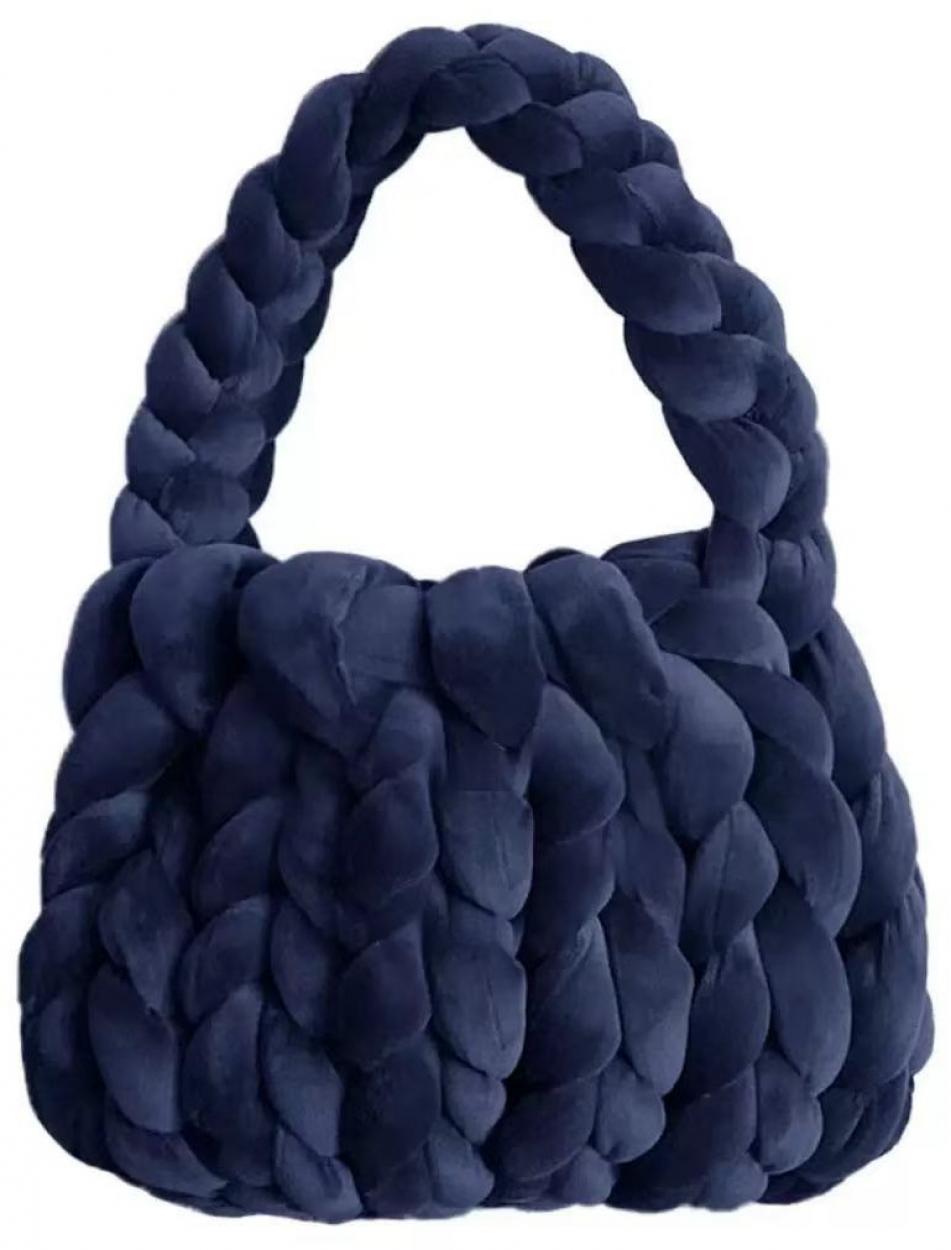 INTRECCIO-04 BORSA INTRECCIO CON PORTACHIAVI BLU 25x8x20cm 41114