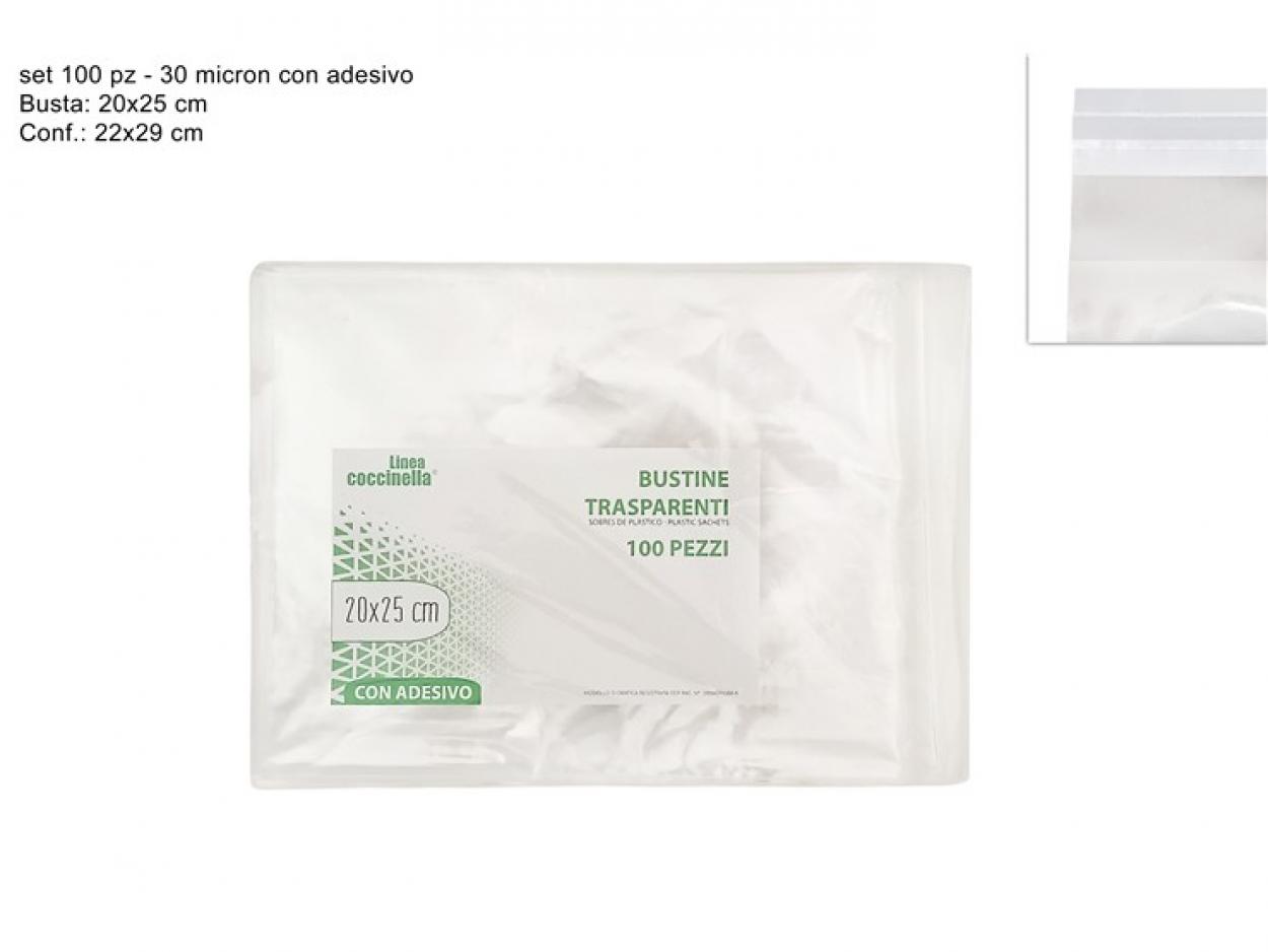 BUSTE TRASPARENTI 20x25cm 100pz 30MY CON ADESIVO 148907 40649