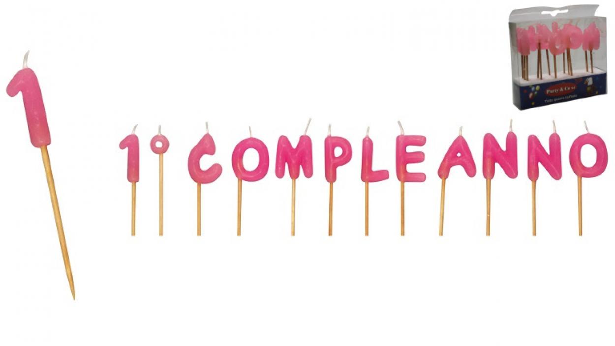 CANDELE 1'COMPLEANNO ROSA STUZZ. CM3 46325