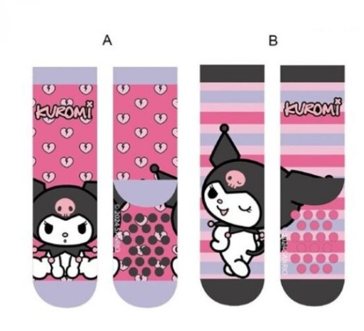 HK36-2243 HELLO KITTY KUROMI ABS SOCKS BI PACK 55354
