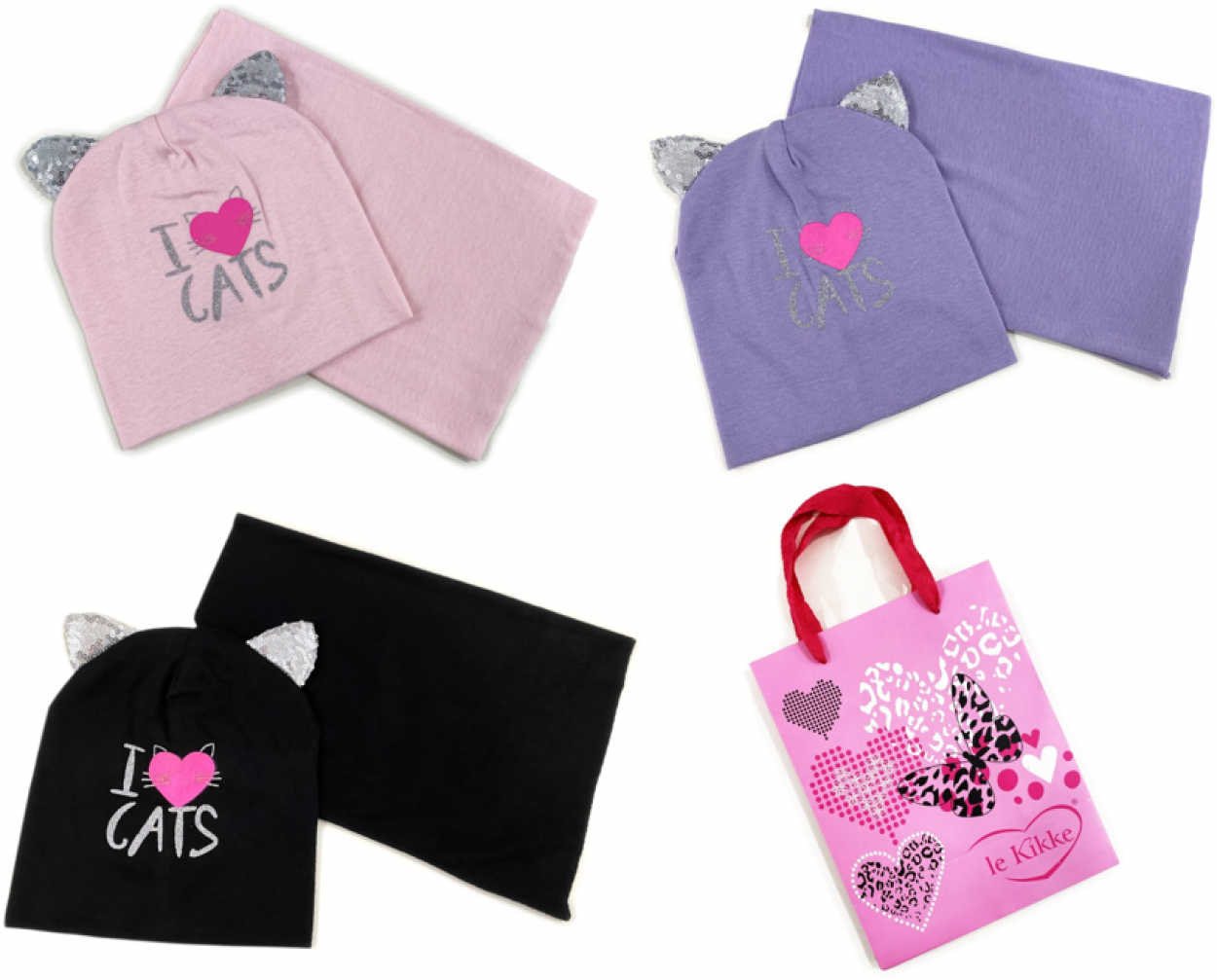 AG6055 COMPLETINO BIMBA LE KIKKE CAPPELLO 20x19,5cm - SCALDACOLLO 29,5x19cm 41414