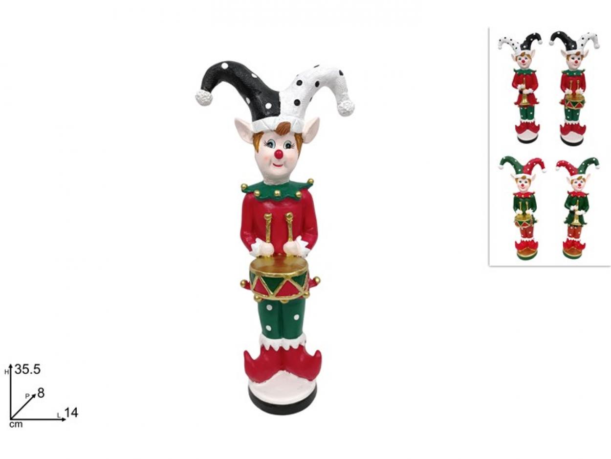 GIULLARE 35,5cm MUSICISTA DECORO ROSSO-VERDE/SCACCHI 40649