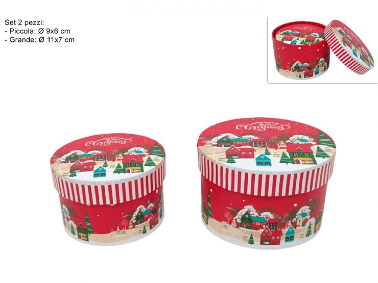 SCATOLE TONDE SET 2pz SCENARIO NATALIZIO 405285 40649