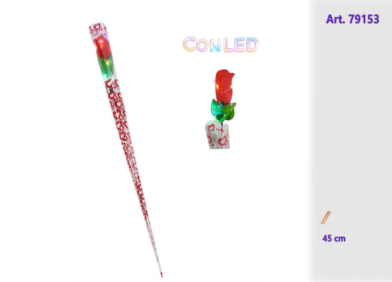ROSA LUMINOSA CON CONFEZIONE PLASTICA 979153 52548