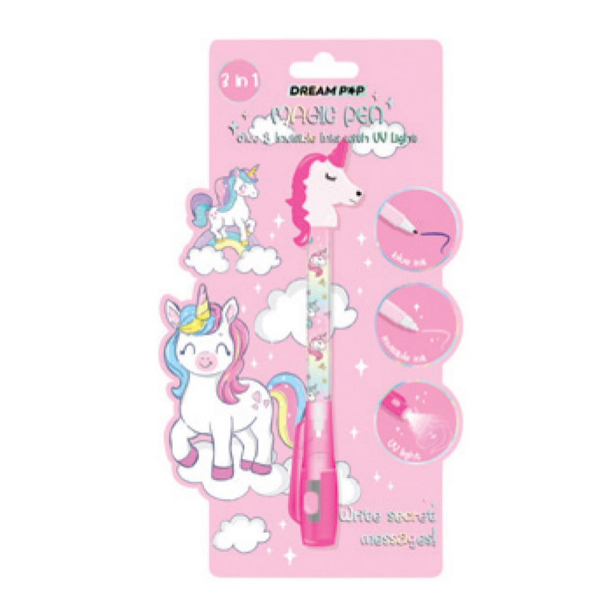 K30306A-33119 PENNA MAGICA 3 IN 1 INC. INVIS. LUCE UV UNICORNO TRI-COASTAL 41434