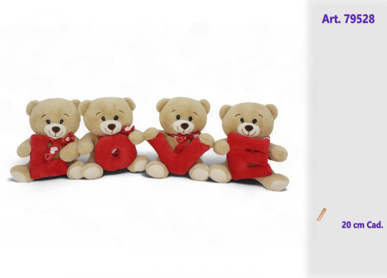 SET 4 ORSI PELUCHE CON SCRITTA LOVE 979528 52548