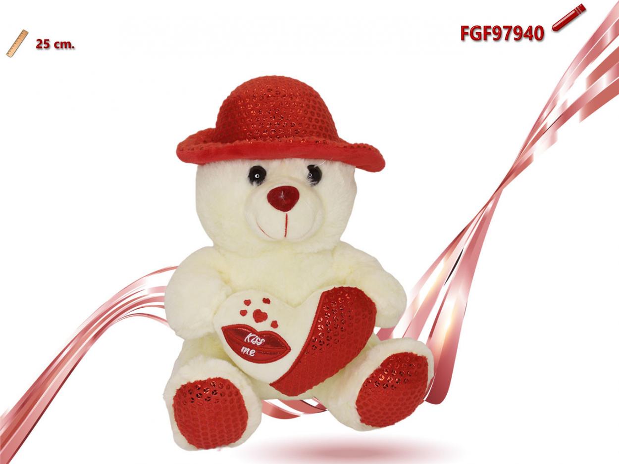 ORSO PELUCHE CON CUORE E CAPPELLO 497940 52548