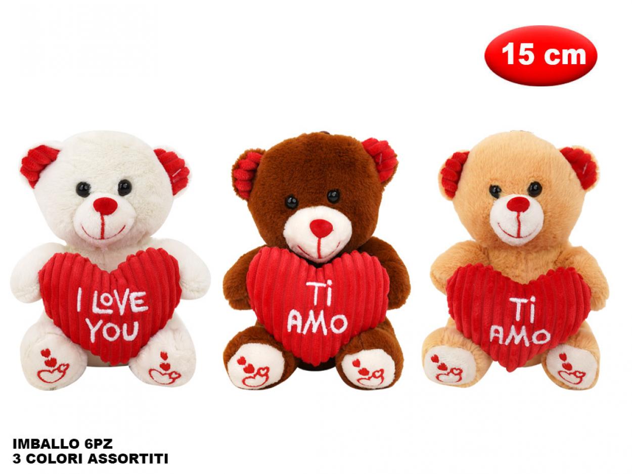PELUCHE ORSO CON CUORE MORBIDO 15cm 169407 41272