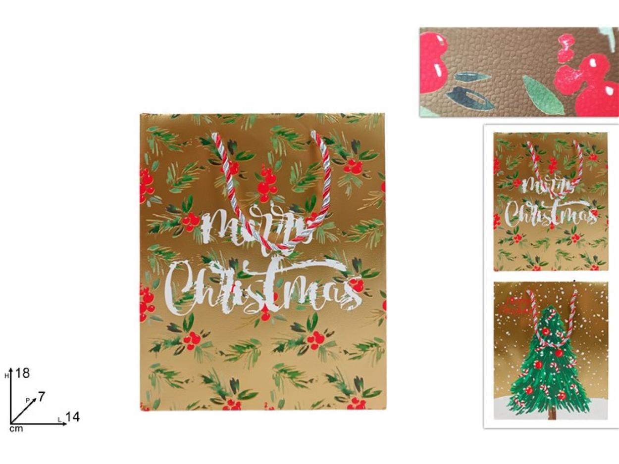 BUSTA REGALO ORO NATALIZIA 18x14x7cm 389394 40649