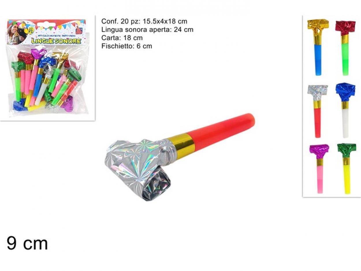 LINGUE SONORE 20pz METALIZZATI COLORATI 414720 40649