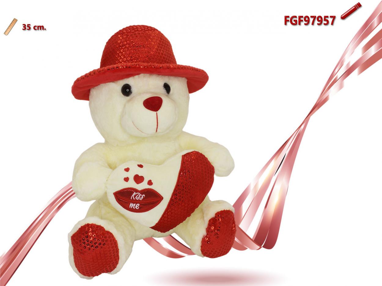 ORSO PELUCHE CON CUORE E CAPPELLO 497957 52548