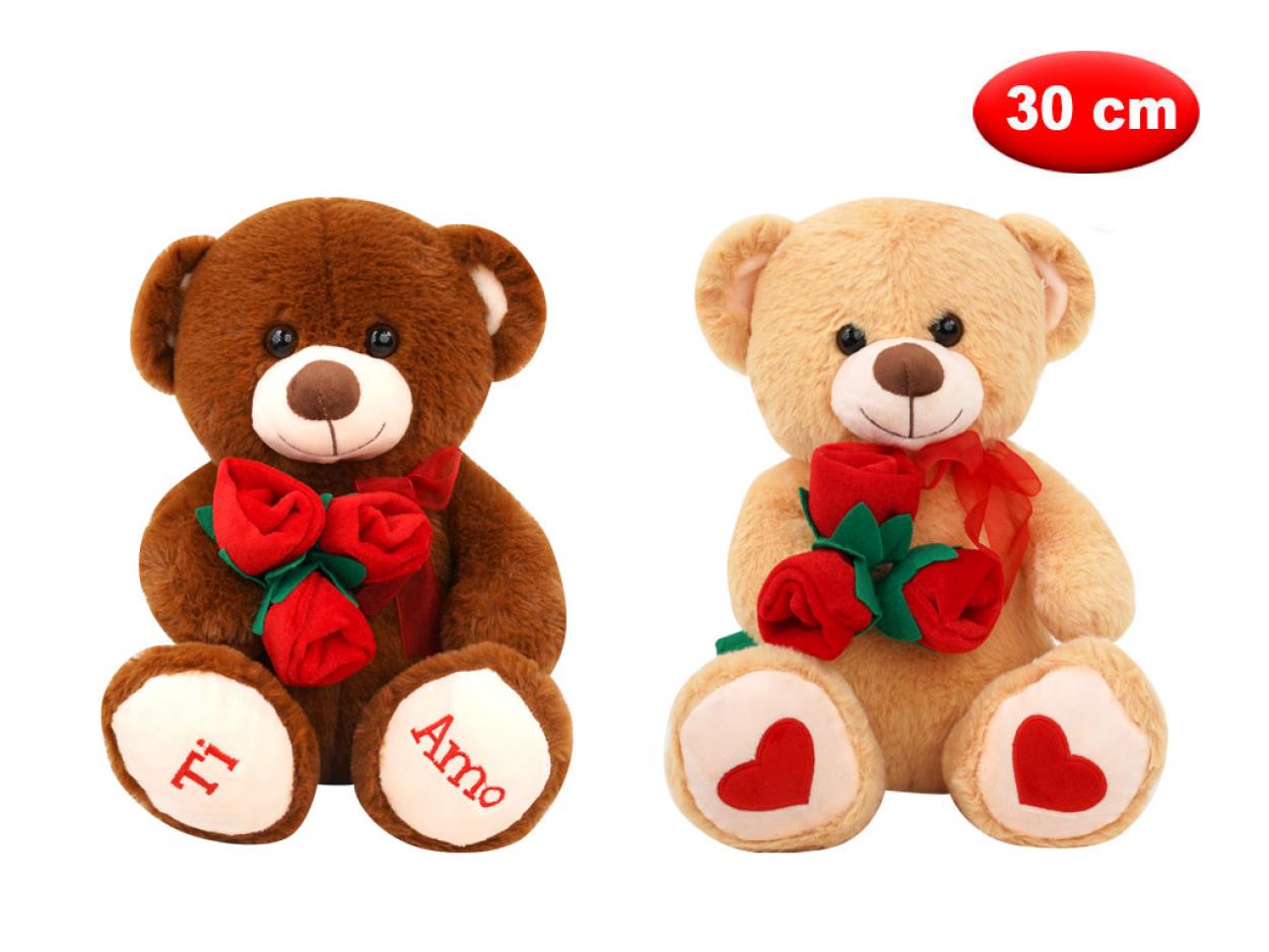 PELUCHE ORSO CON FIORI 30cm 170076 41272