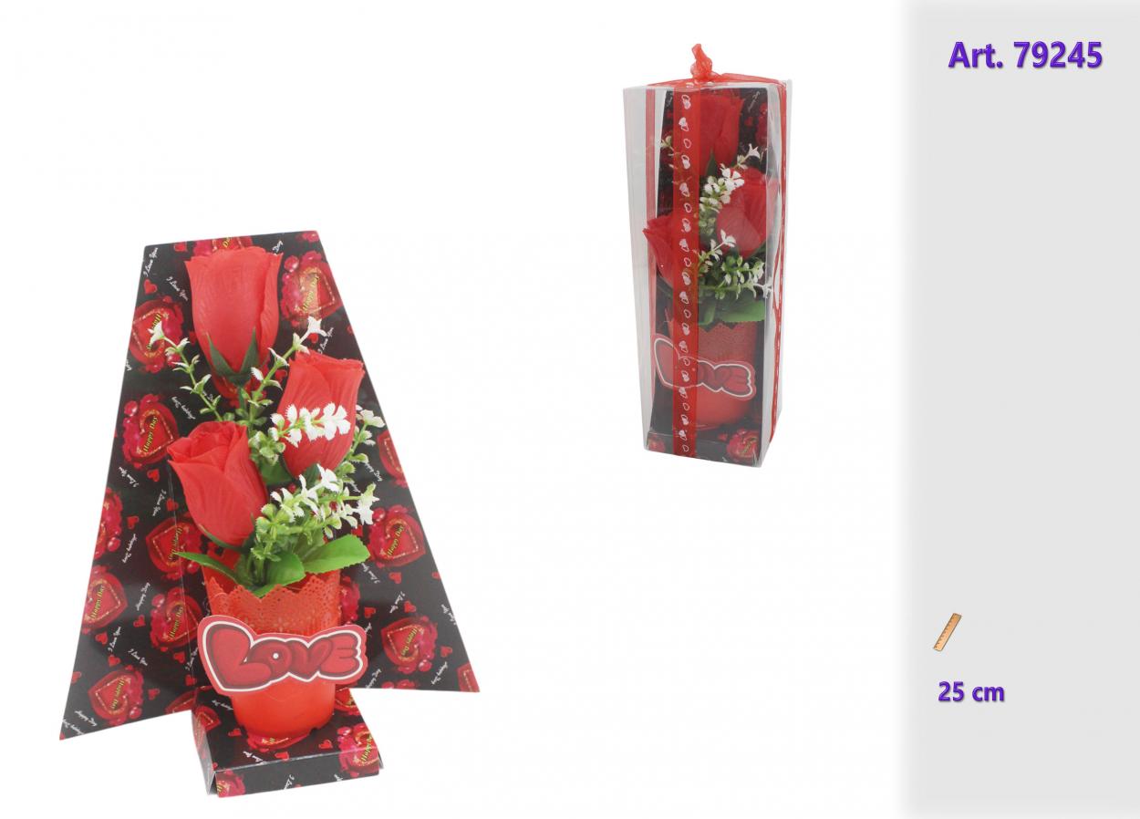 PIANTINE CON ROSE ROSSE IN PVC 979245 52548