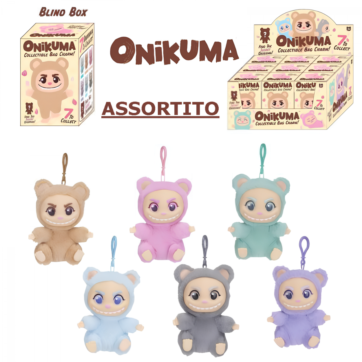 3 Portachiavi Peluche Carini – Morbidi Mattoncini Per Chiavi, Zaino O Auto, Multicolore, 6,5 X 5 Cm