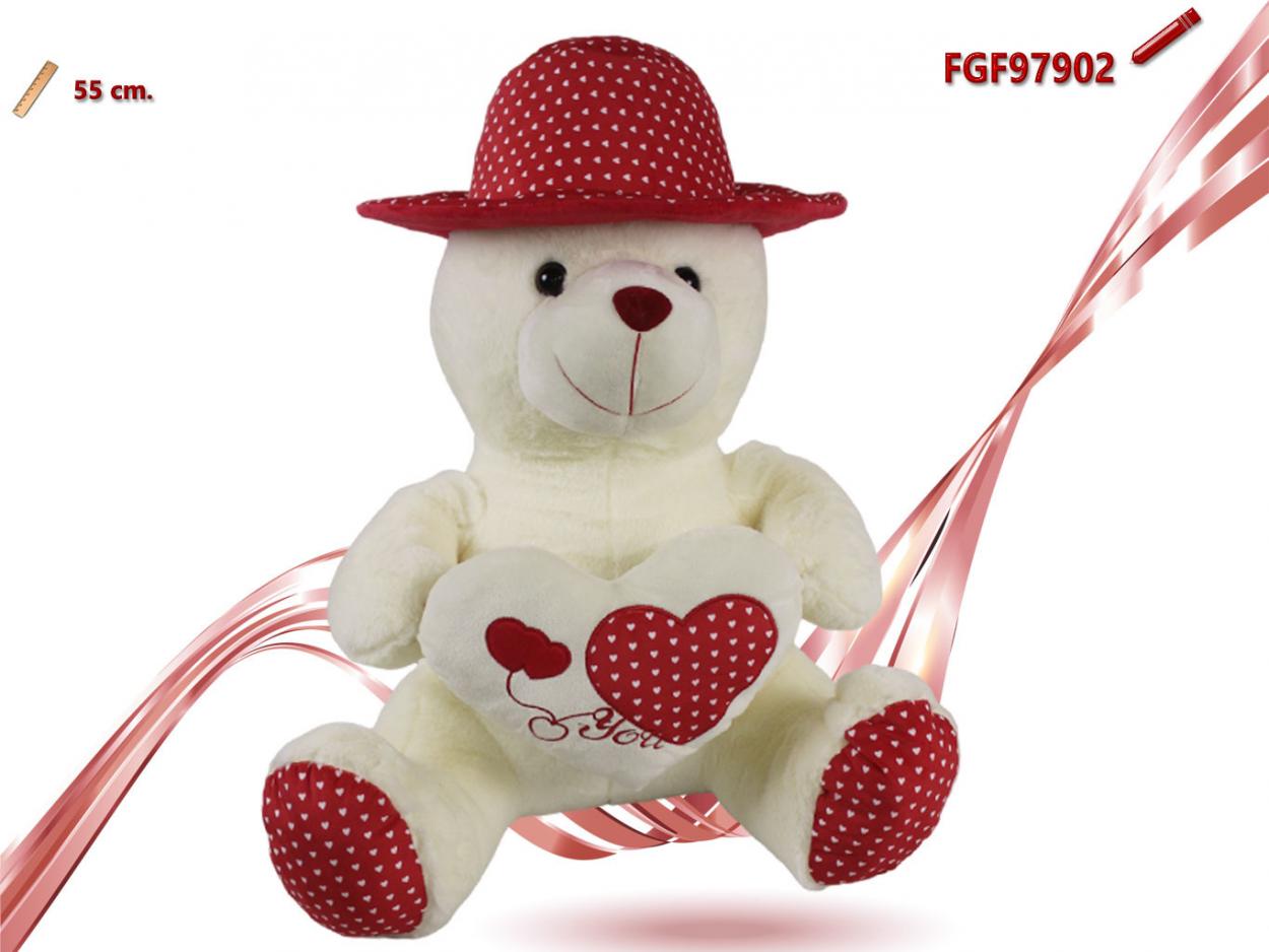 ORSO PELUCHE CON CUORE E CAPPELLO 497902 52548