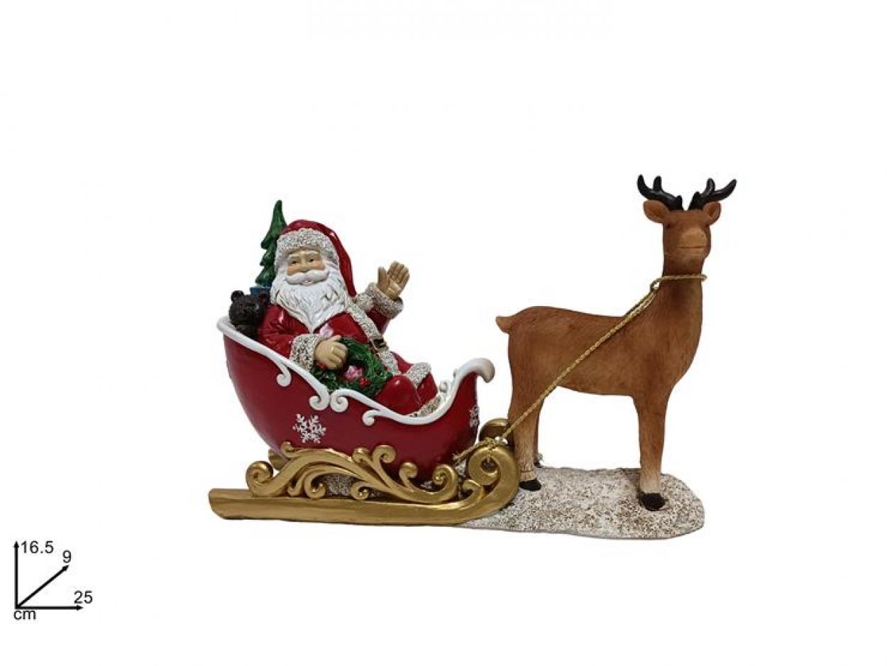 BABBO NATALE SU SLITTA CON RENNA 254555 40649